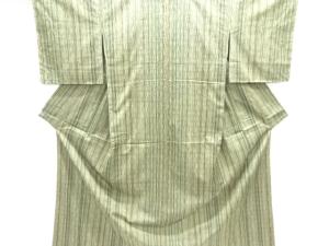 未使用品　縞織出し手織り紬着物